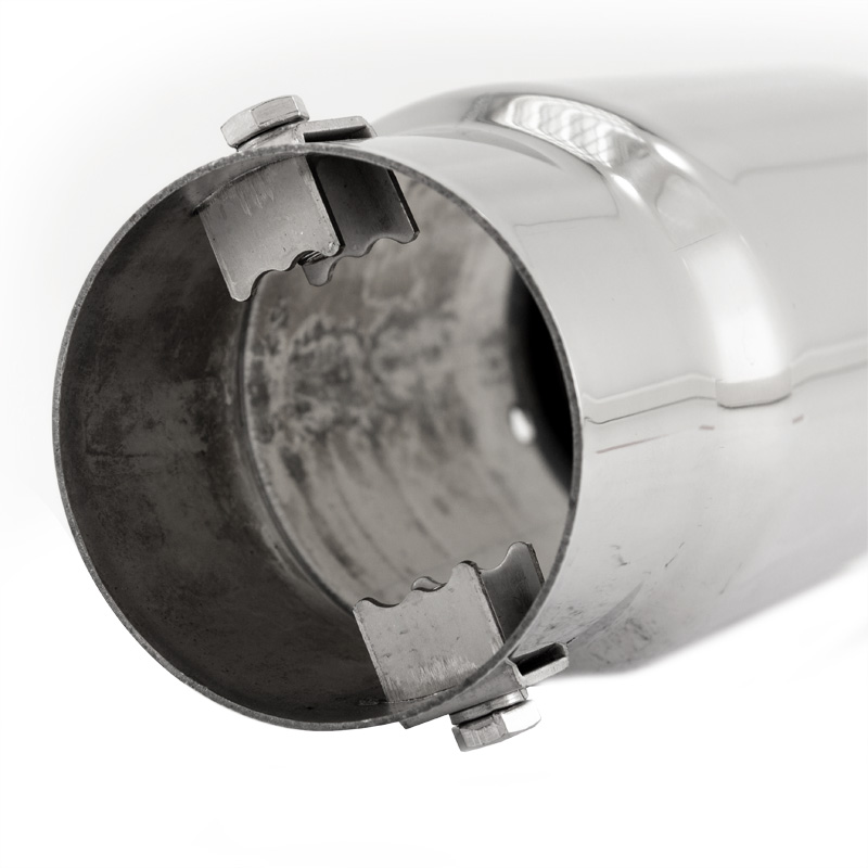 Simoni Racing Exhaust Tip Round/Slanting Inox - Ø76xL180mm - Installation ->64mm