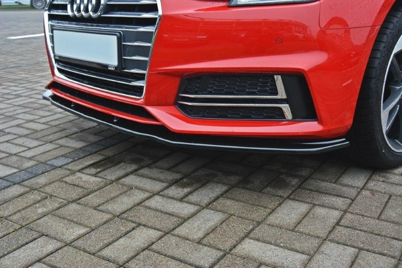Voorspoiler passend voor Audi S4 / A4 S-Line B9 V.2 Glanzend Zwart