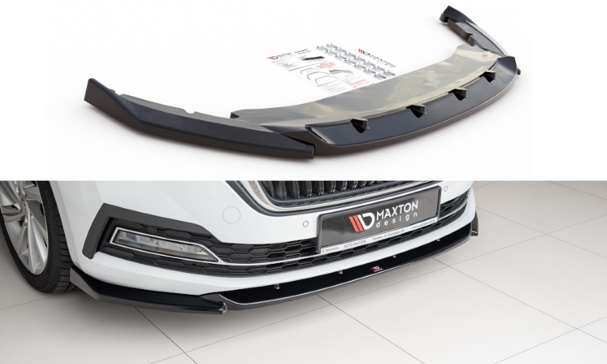 Voorspoiler passend voor Skoda Octavia 4 Maxton Design glans zwart V.1