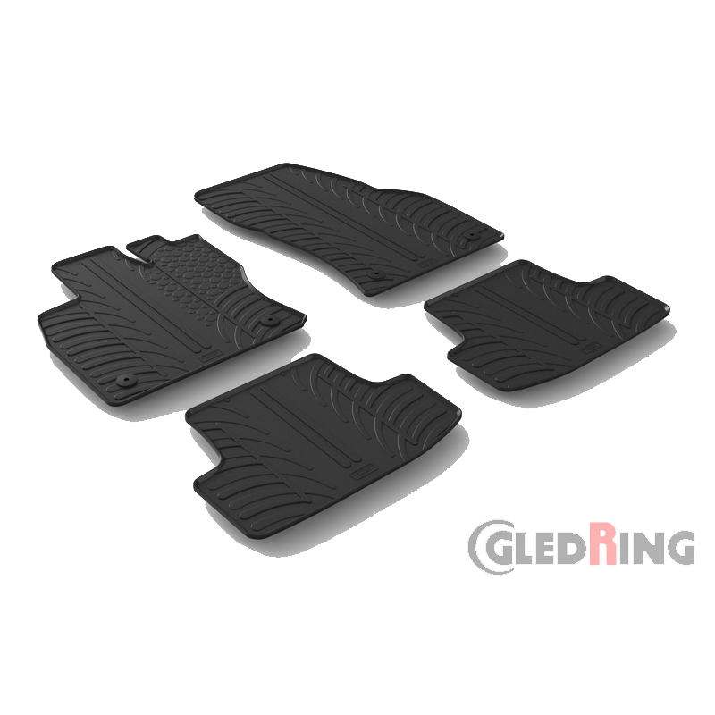 Rubber car mats set  Volkswagen T-Roc 11/2017- (T profile 4-pieces + mounting clips)