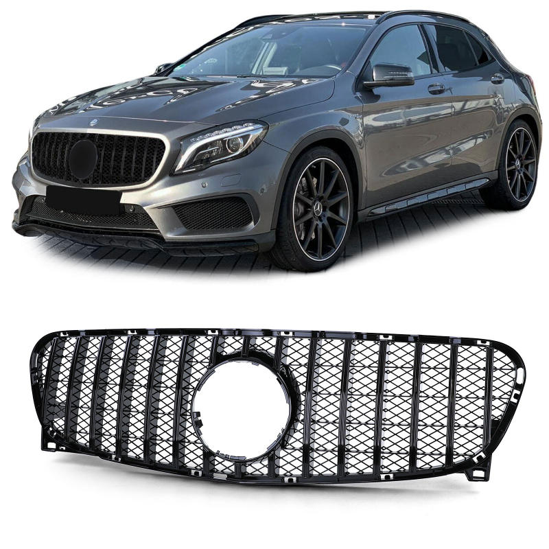 Grill passend voor Mercedes GLA X156 13-16 Glanzend Zwart