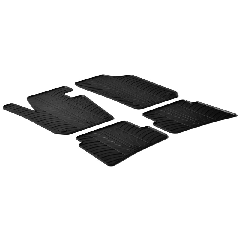 Rubber car mats set  Seat Ibiza 6J 2008-2017 (T profile 4-pieces + mounting clips)