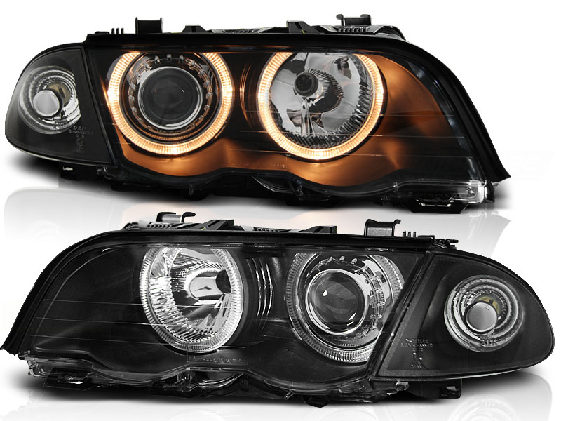 Headlights BMW E46 sedan Angel Eyes Black