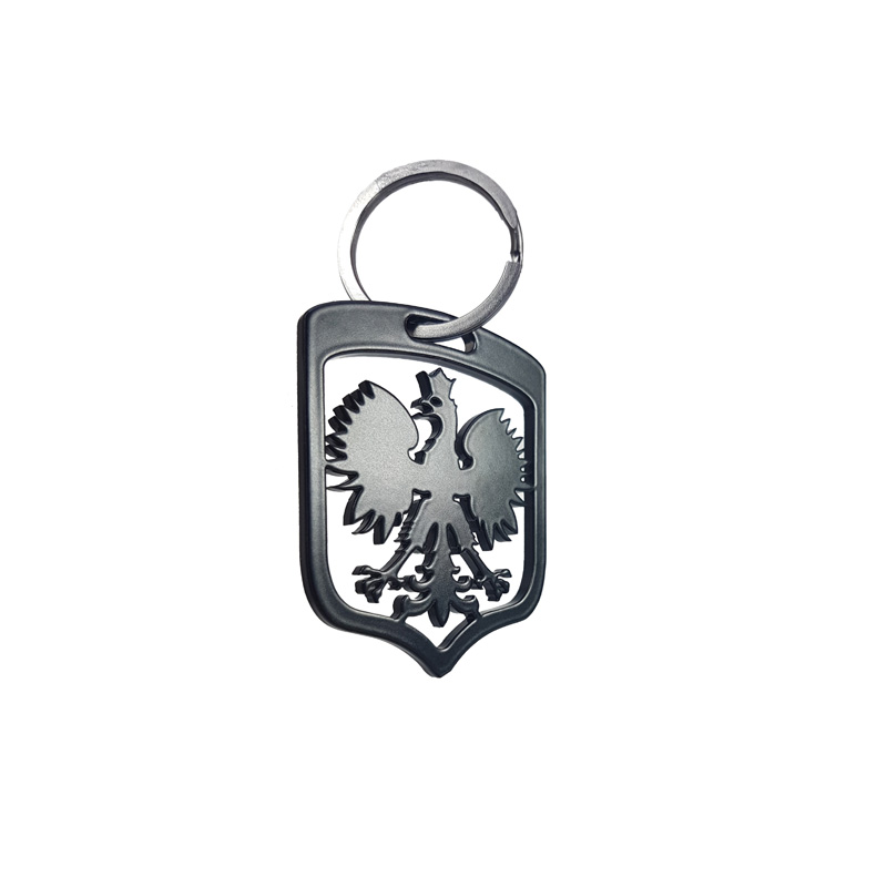 Stainless steel key chain - 'Poland' (black)