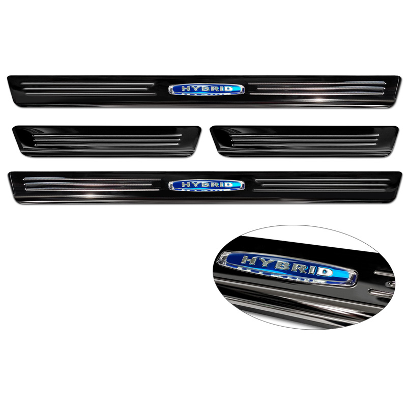 Black Inox door sill protectors  Volkswagen Touareg III 2018- 'Hybrid' - 4-pieces