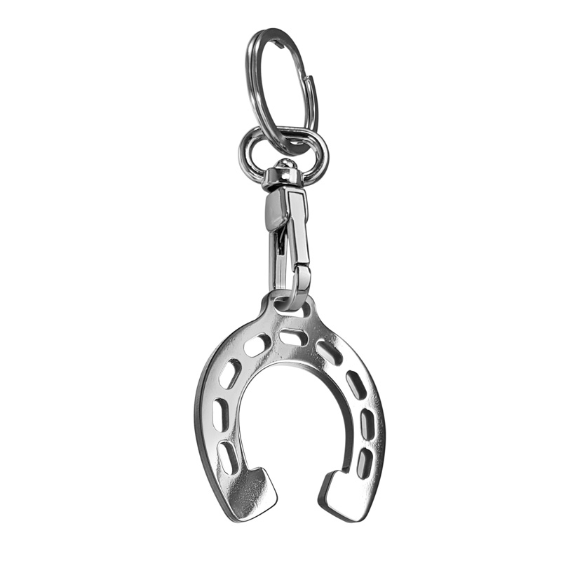Stainless steel key chain - 'Big Horseshoe' (silver)