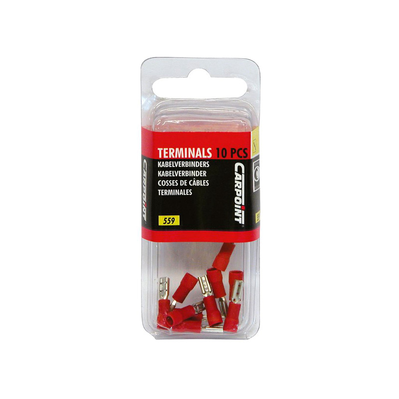 Carpoint Female Push-On Terminals 559 Red Blister 10-pieces