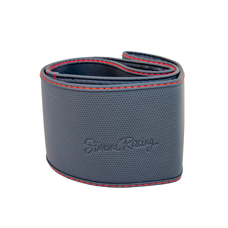Simoni Racing Steering Wheel Cover Soft Skin - Black Ecoleather + Red Stitching - 37-39cm