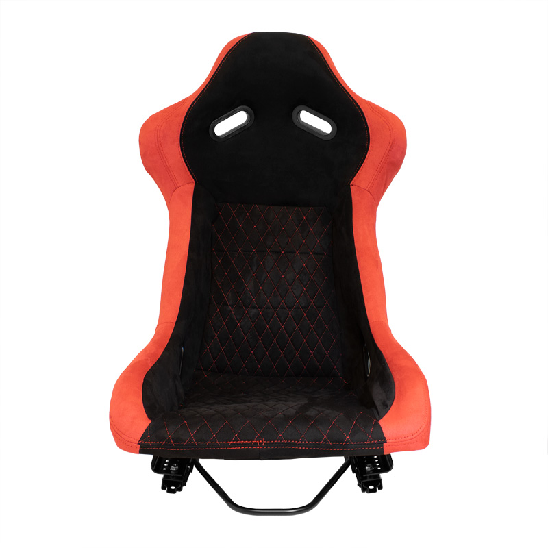 Sport seat 'LV' - Black/Red - Non-reclinable fibreglass back-rest - incl. slides
