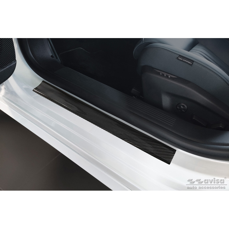 Universal door sill protector set - black carbon foil - 2-pieces - 50 x 5 cm