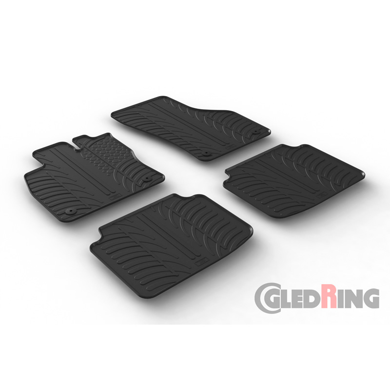 Rubber car mats set  Skoda SuperB 3V 2015-2023 (T profile 4-pieces + mounting clips)