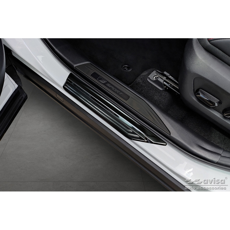 Black Stainless Steel Door sill protectors  Lexus NX II 2021- 'Lines'  - 4-pieces