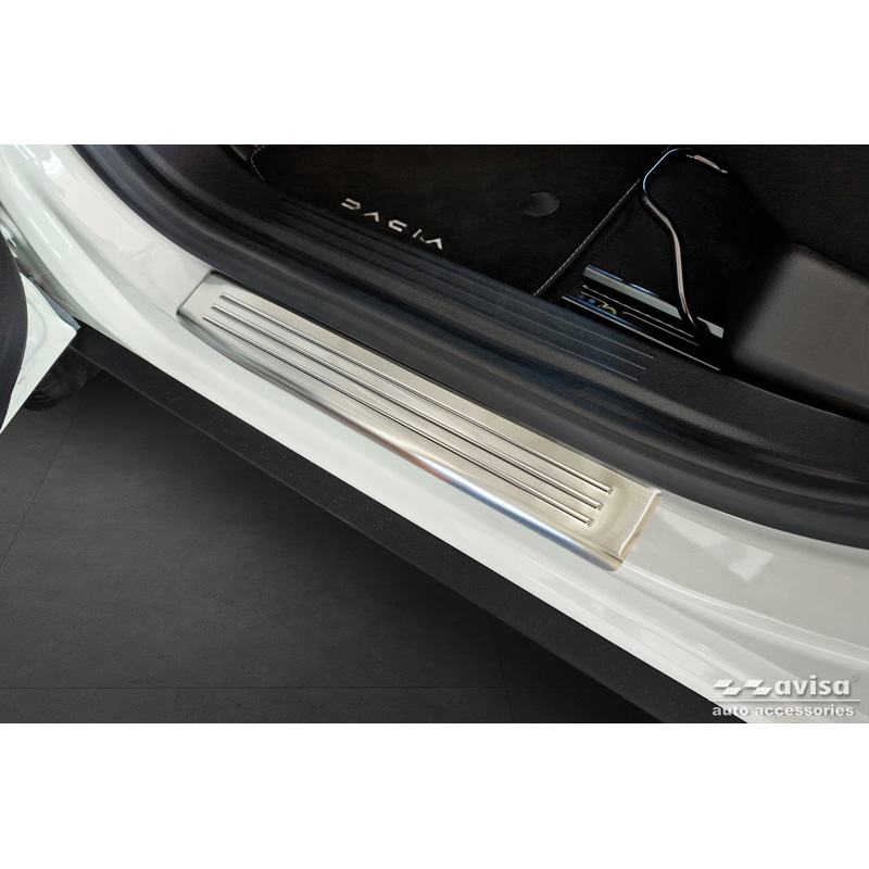 Inox door sill protectors  Dacia Duster III 2024- - 'Lines' - 4-pieces