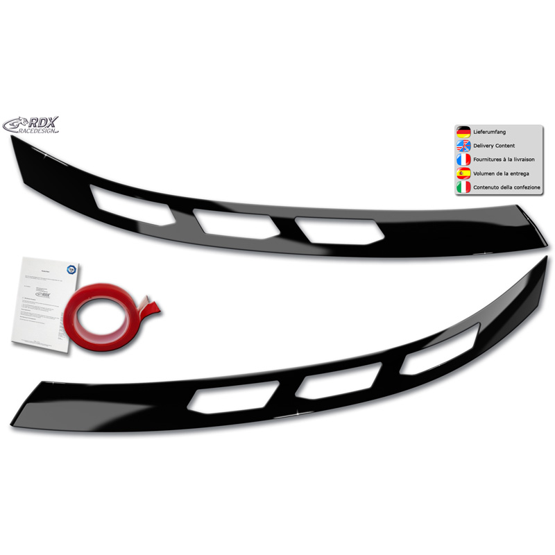 RDX Head light spoilers  Volkswagen Transporter T7 2024- excl. IQ.Light (ABS Gloss Black)