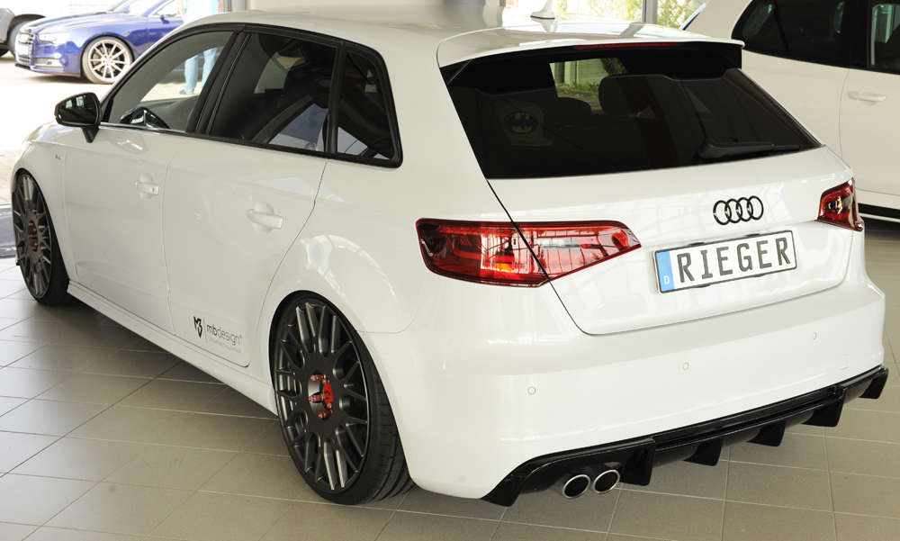 Diffuser passend voor Audi A3 S-line Sportback / Hatchback 8V 12-16 Rieger Glans Zwart