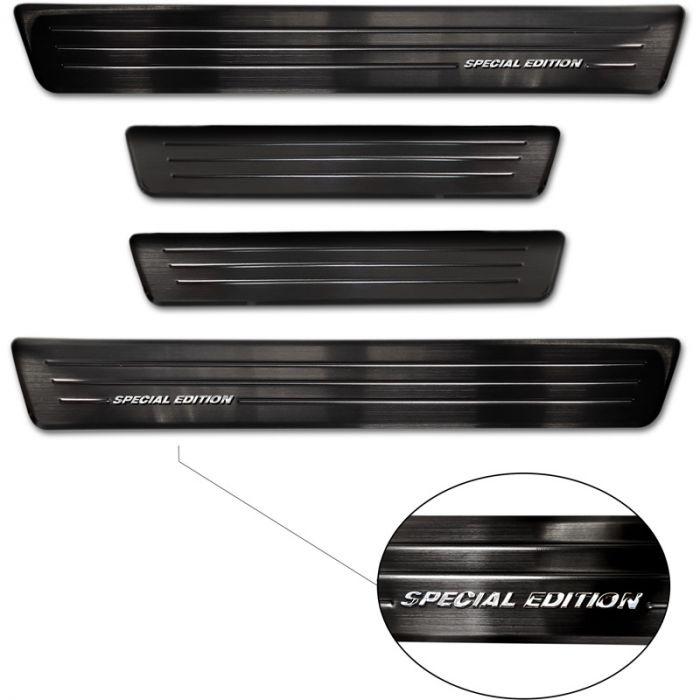 Black Stainless Steel Door sill protectors  Renault Zoe FL 2019- 'Special Edition' - 4-pieces