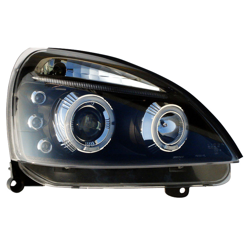 Set Headlights  Renault Clio II Facelift 2001-2005 - Black - incl. Halos