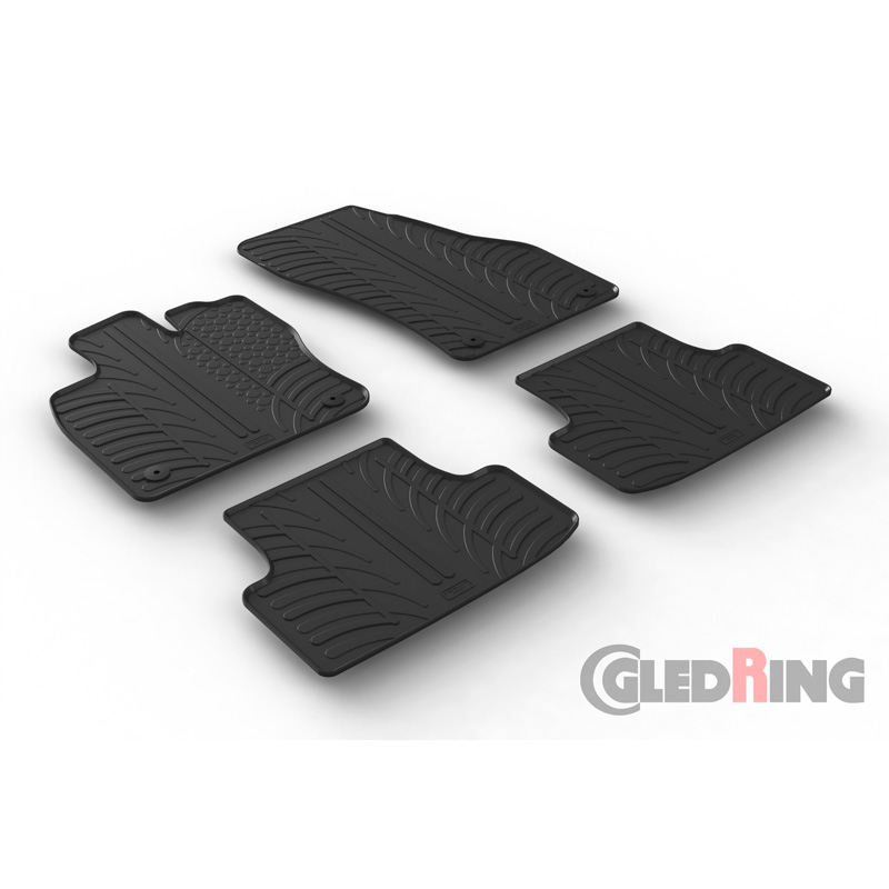 Rubber car mats set  Seat Ateca / Cupra Ateca 5/2016- (T profile 4-pieces + mounting clips)