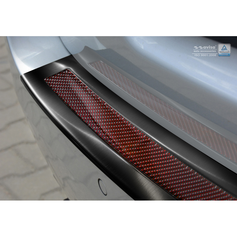 Stainless Steel Rear bumper protector 'Deluxe'  BMW 5-Series F11 Touring 2010-2016 Black/Red-Black Carbon