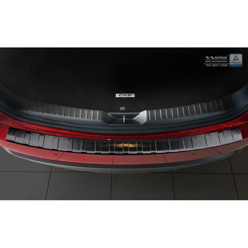 Black Stainless Steel Rear bumper protector  Mazda CX5 II 2017- incl. Facelift 'Ribs'