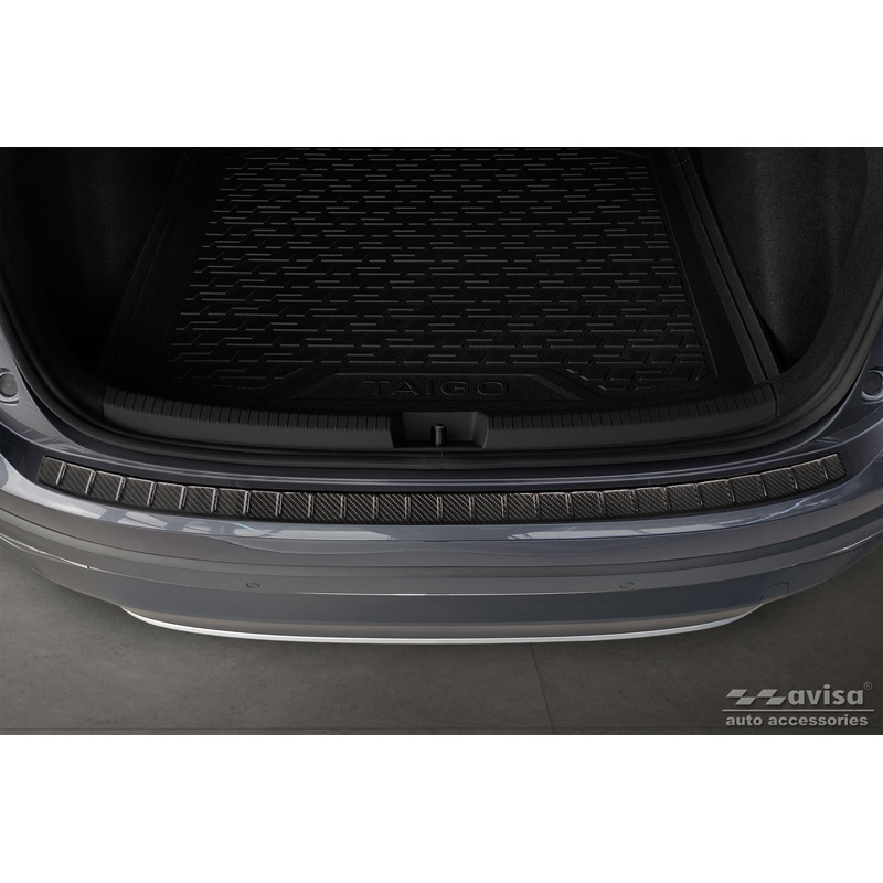 Real 3D Carbon Rear bumper protector  Volkswagen Taigo 2021- 'Ribs'