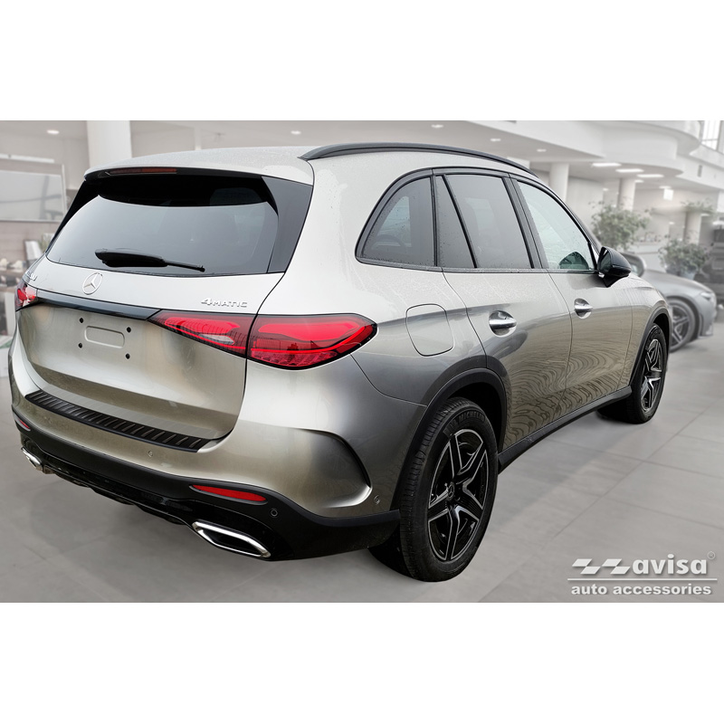 Matt Black Stainless Steel Rear bumper protector  Mercedes GLC II (X254) 2022- 'Ribs'