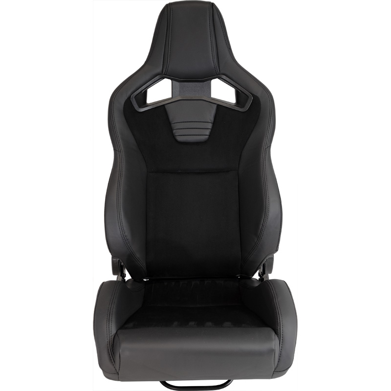 Sport seat 'NK Premium' - Black Suede + Black PVC leather - Dual-side reclinable fibreglass back-rest - incl. slides