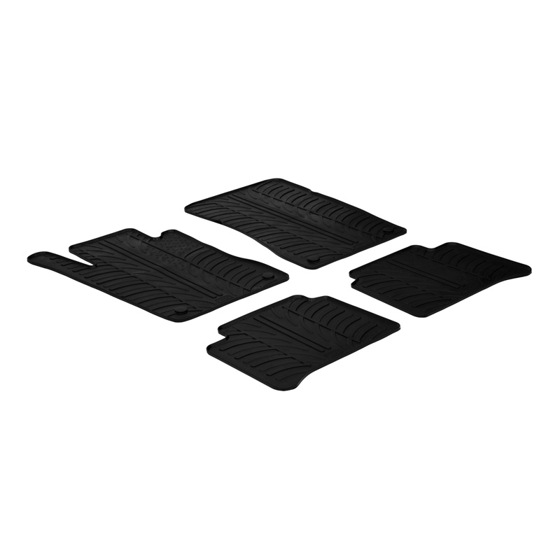 Rubber car mats set  Mercedes E-Class W211 2003-2009 (T profile 4-pieces + mounting clips)