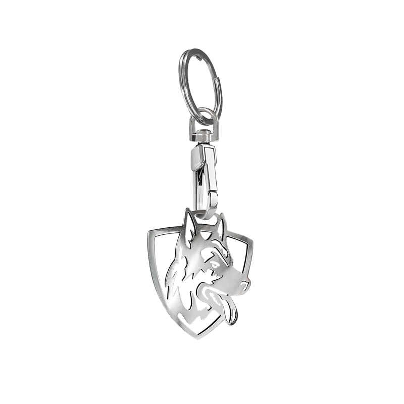 Stainless steel key chain - 'German Shepherd' (Silver)