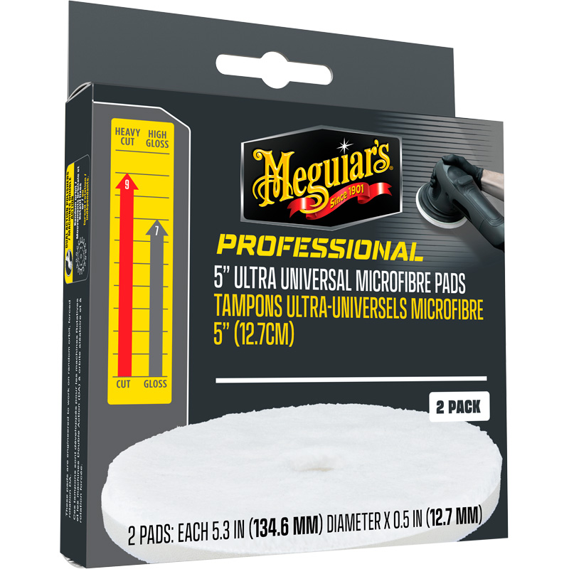 Meguiar's Professional Ultra Universal Microfibre Pads - 5.3'' diameter x 0.5'' (134.6mm x 12.7mm) - white - set of 2