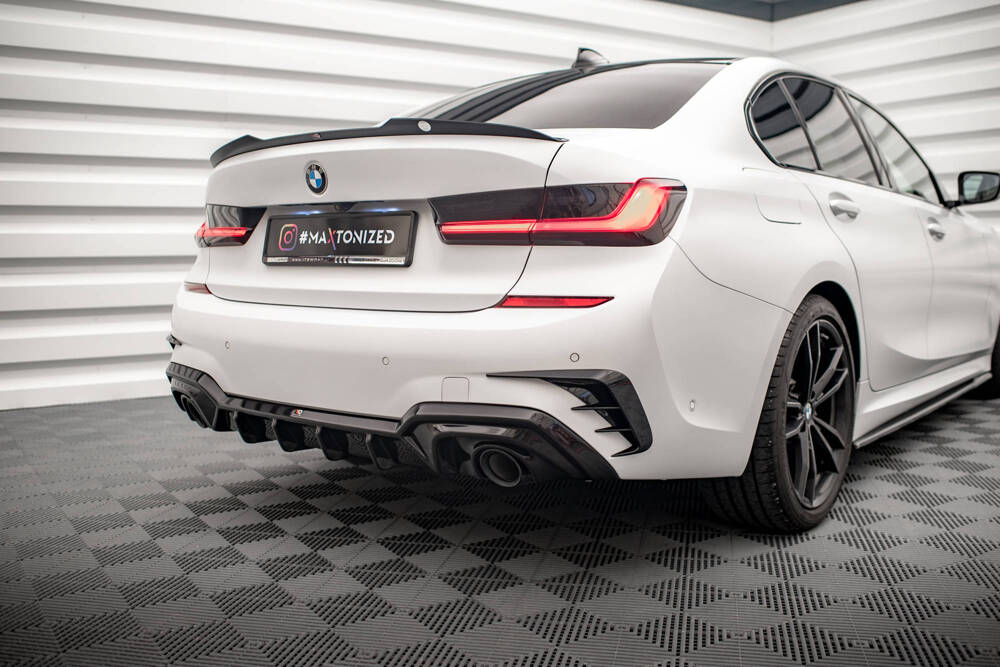 Diffuser passend voor BMW 3 Serie M Pakket G20 G21 met Trekhaak Maxton Glans Zwart
