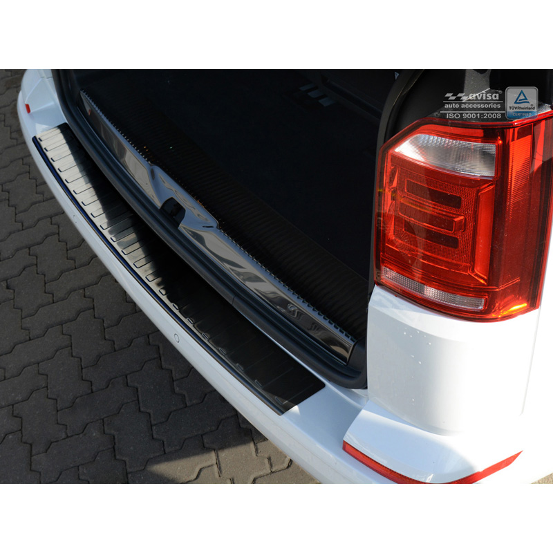 Black Stainless Steel Rear bumper protector  Volkswagen Transporter T6 2015-2019 & FL 2019-2020 & T6.1 2020-2022 (with rear hatch) 'Ribs'
