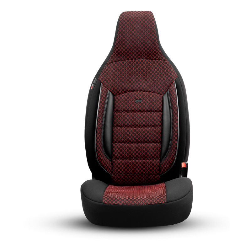 Universal Fabric 'CityBug' Seat cover set 'Sport Plus' Black/Red - 9-pieces -  Side-Airbags