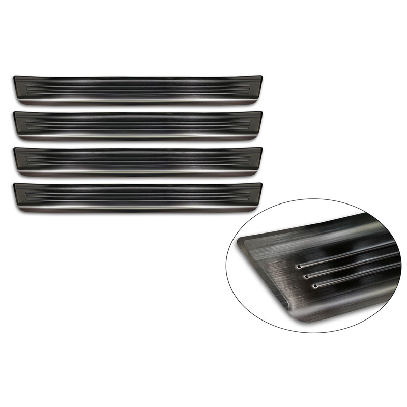 Avisa Black Inox door sill protectors  Mazda CX-80 (KL) 2024- - 'Lines' - 4-pieces
