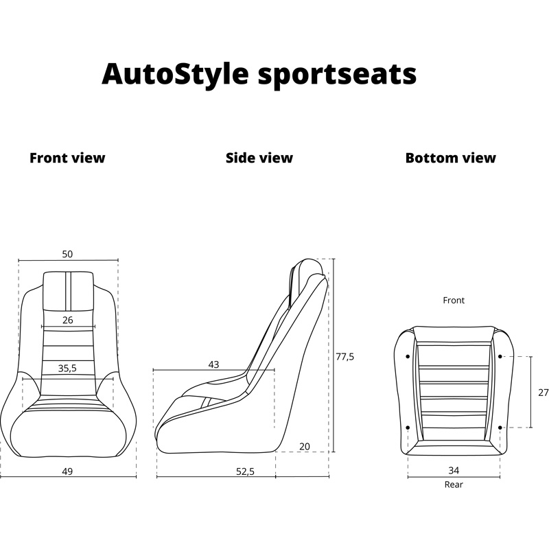 Sport seat 'Classic RS' - Black/Blue - Non-reclinable back-rest + Integrated head-rest - incl. slides