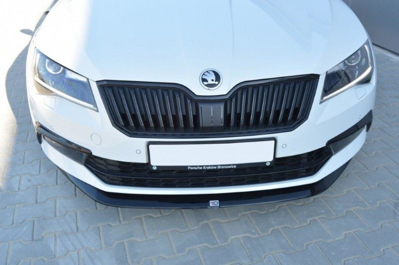 Voorspoiler passend voor Skoda Superb 3 Maxton Design glans zwart V.1