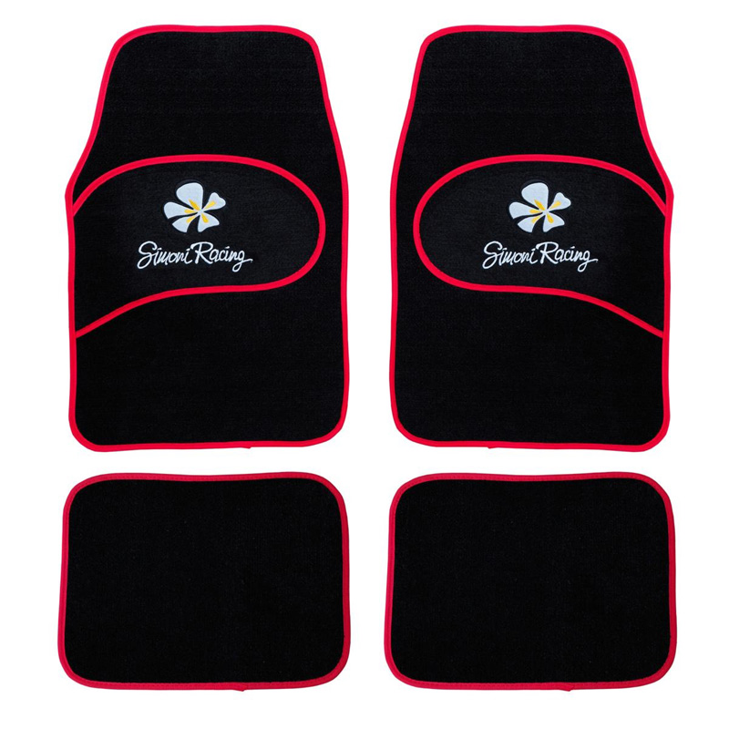 Simoni Racing Universal Car Mats Daisy - Black/Red - 4 pieces