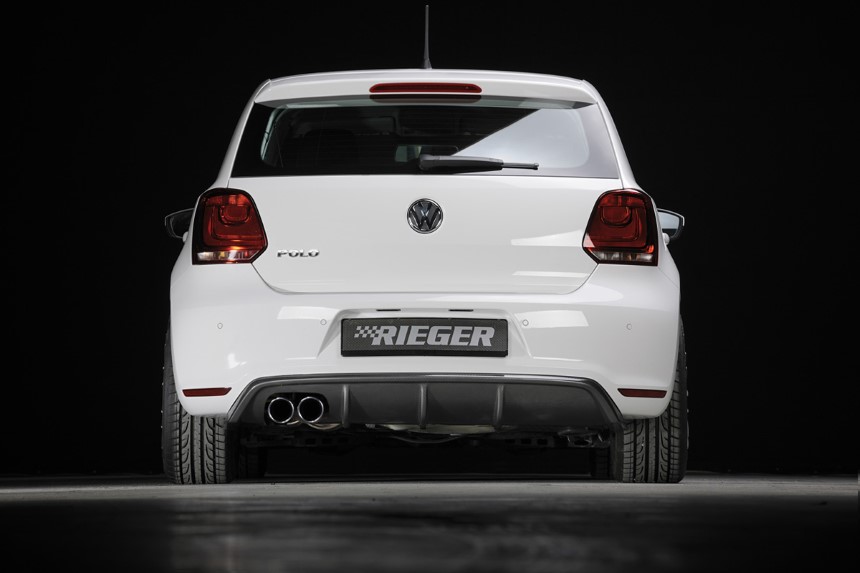 Diffuser passend voor VW Polo 6 GTI (6R) Rieger dubbele uitlaat links carbon-look