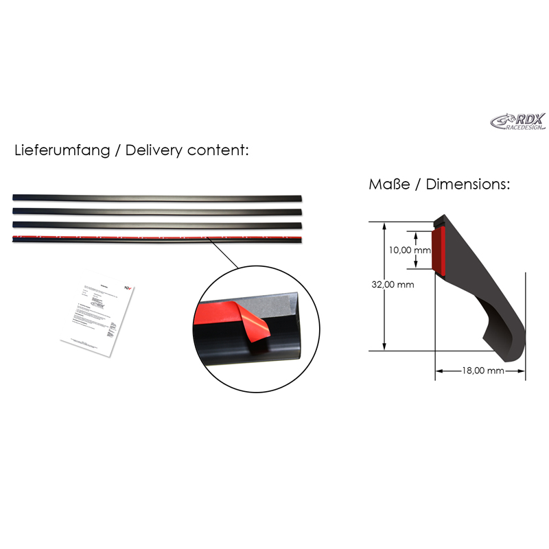RDX Universal Wheel arch extensions Fender-X - Set of 4 pieces - 150cm each