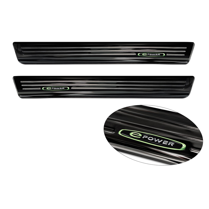 Mirror Black Inox door sill protectors  Volkswagen Caddy V 2020- 'E-Power' - 2-pieces