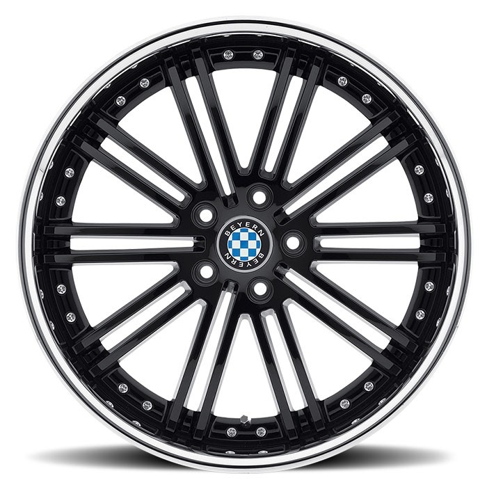 Velgen Beyern Baroque 20x9 5x120 ET32 Glanzend Zwart + Chromen R