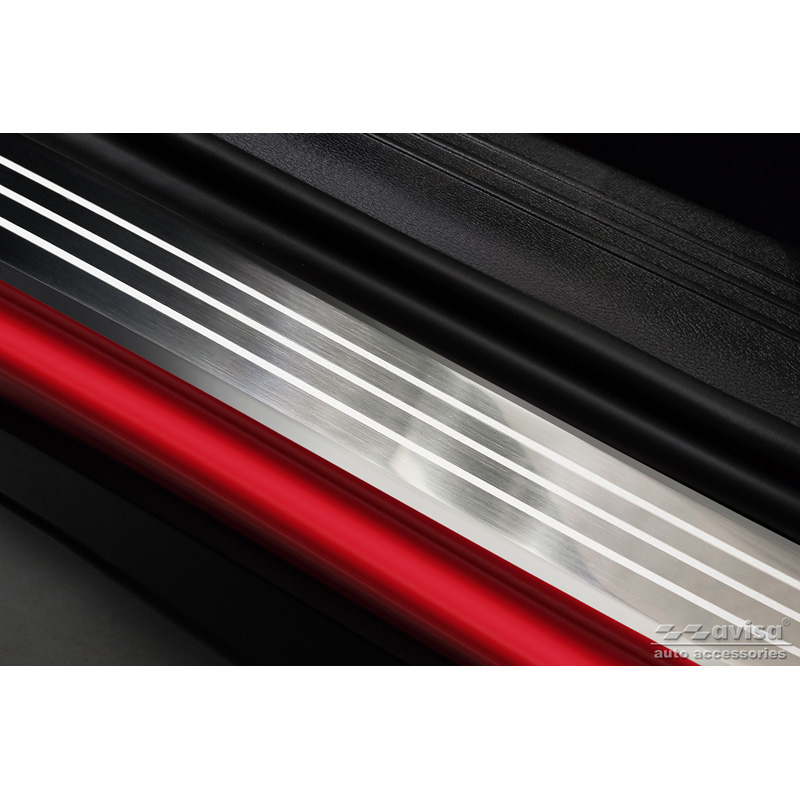 Inox door sill protectors  Volvo XC40 2018- - 'Lines' - 4-pieces
