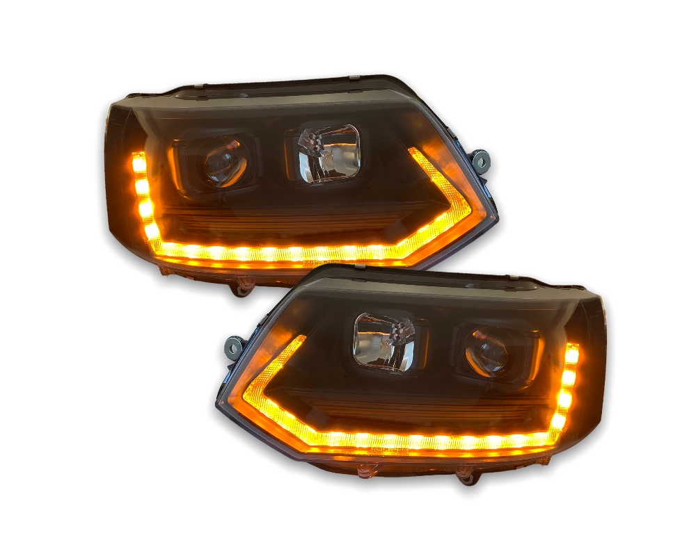 Headlights VW T5 09-.. Devil Eyes Dlite LED Black