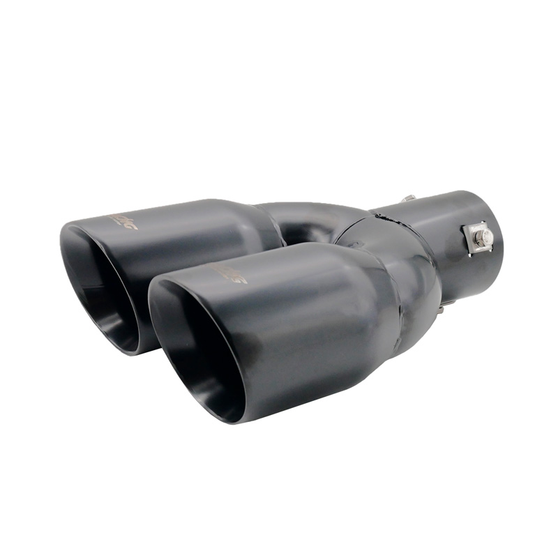 Simoni Racing Exhaust Tip Double Round/Slanting Inox Black - 2xØ76xL240mm - Installation 34-60mm