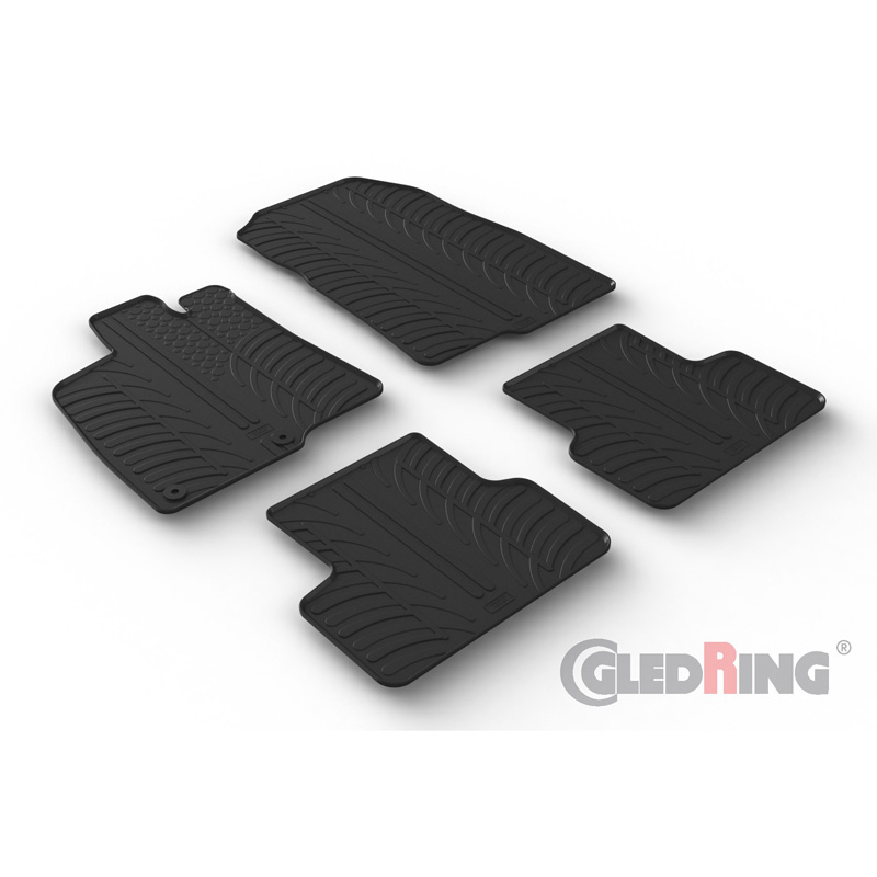 Rubber car mats set  Peugeot 3008 III Hybrid & Plug-in-Hybrid 2024- (T profile 4-pieces + mounting clips)