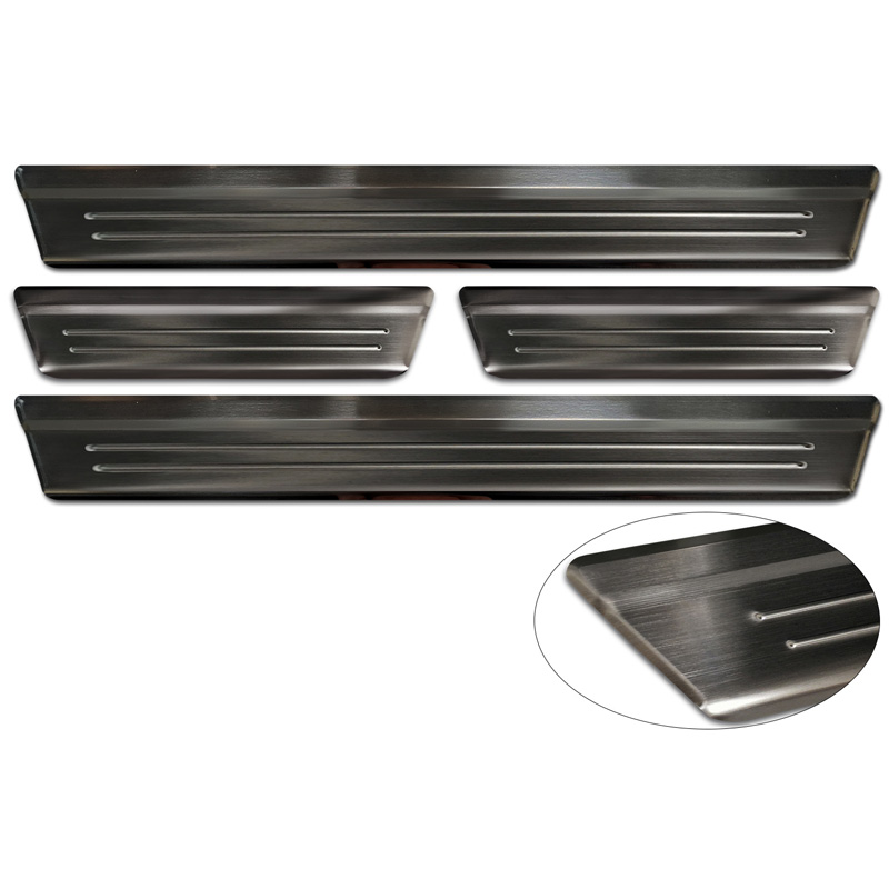 Black Inox door sill protectors  Mazda CX-60 (KH) 2022- - 'Lines' - 4-pieces
