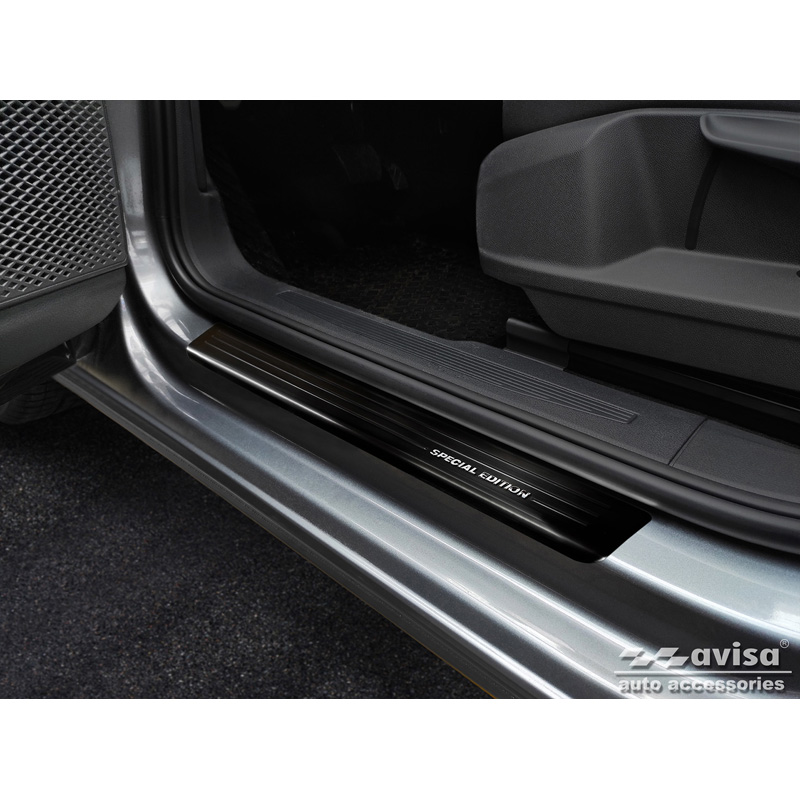 Black Stainless Steel Door sill protectors  Volkswagen Caddy V 2020- - 'Special Edition' - 2-pieces