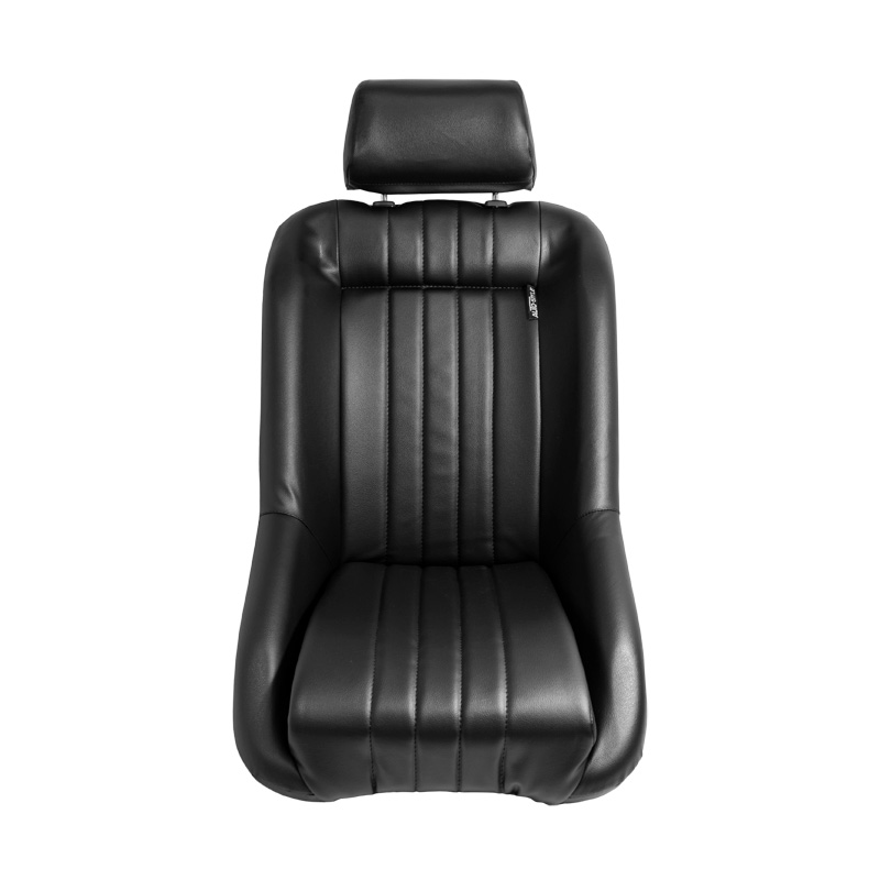 Sport seat 'Classic' - Black Synthetic leather - Non-reclinable back-rest + Head-rest - incl. slides