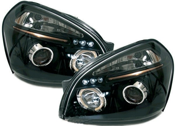 Headlights Hyundai Tuscon angel eyes black 04-