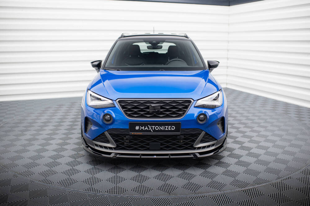 Voorspoiler passend voor Seat Arona FR Facelift Maxton Glans Zwart